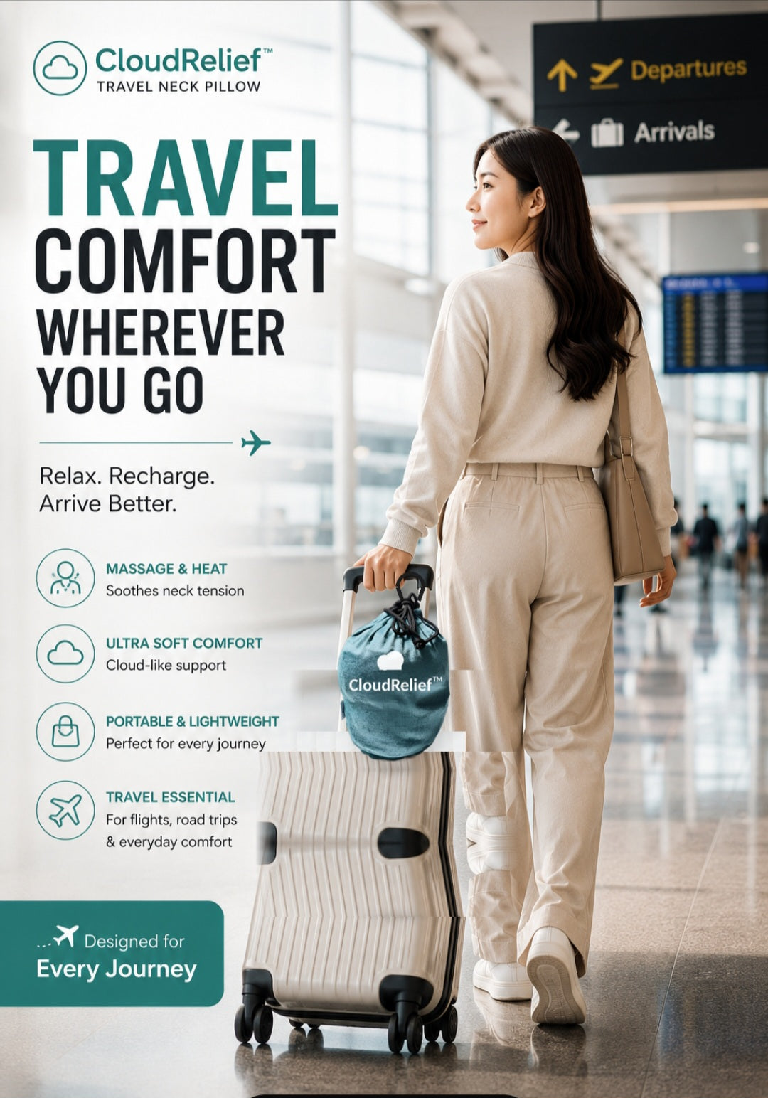 CloudRelief - Inflatable Heated Massage Travel Pillow