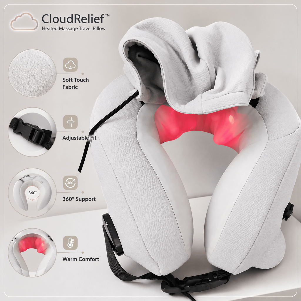 CloudRelief - Inflatable Heated Massage Travel Pillow